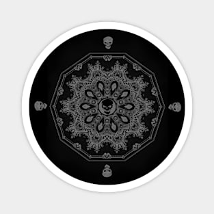 Grey Skull Mandala - Goth Fashion - emo, punk, halloween, hippie, boho, bohemian, gray Magnet